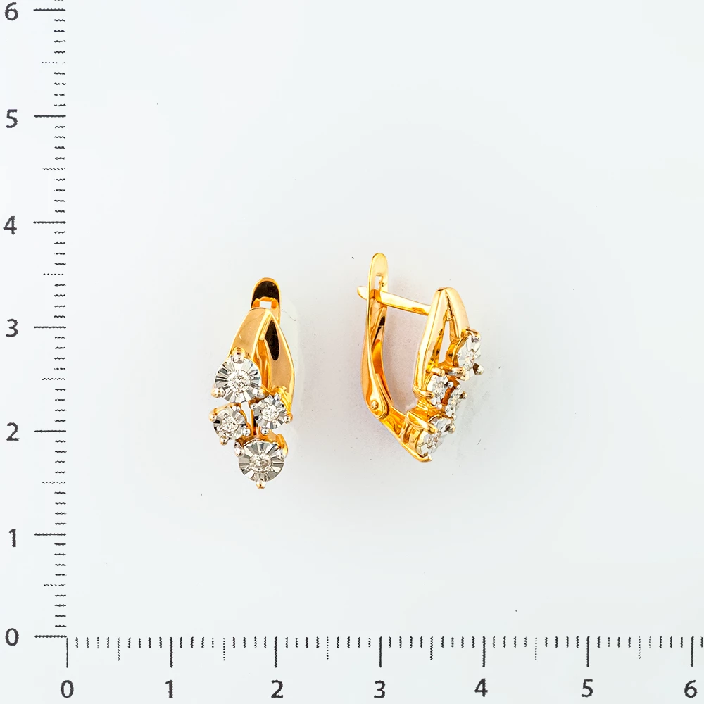 Серьги с бриллиантом из красного золота 585 пробы