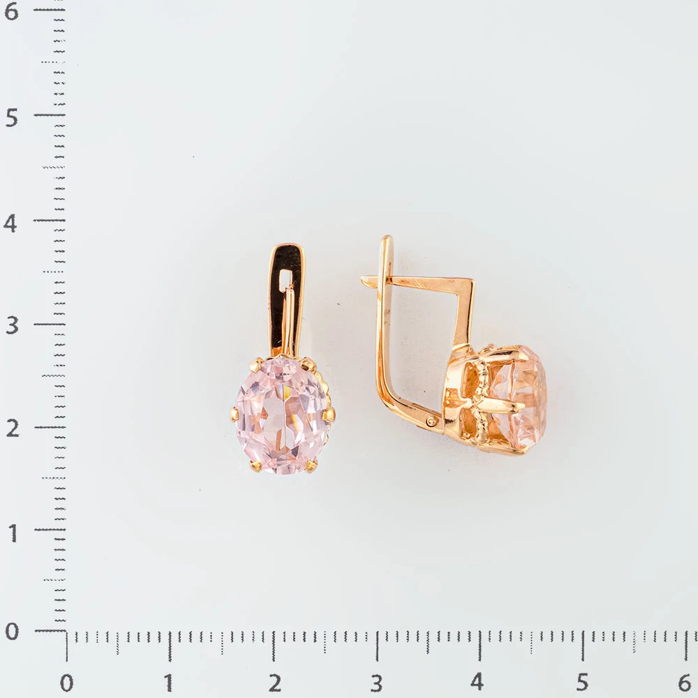 Серьги с фианитом из красного золота 583 пробы