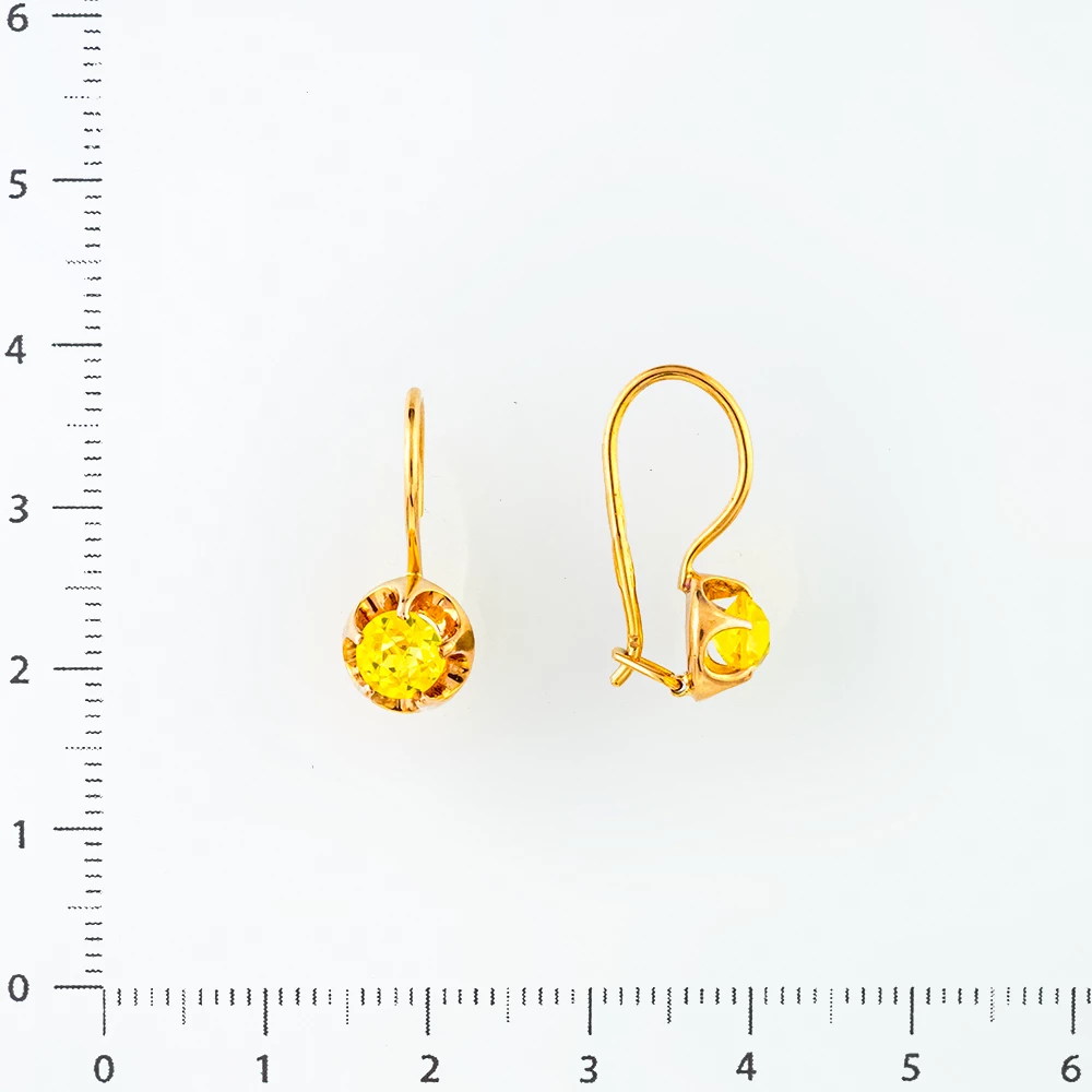 Серьги с фианитом из красного золота 583 пробы