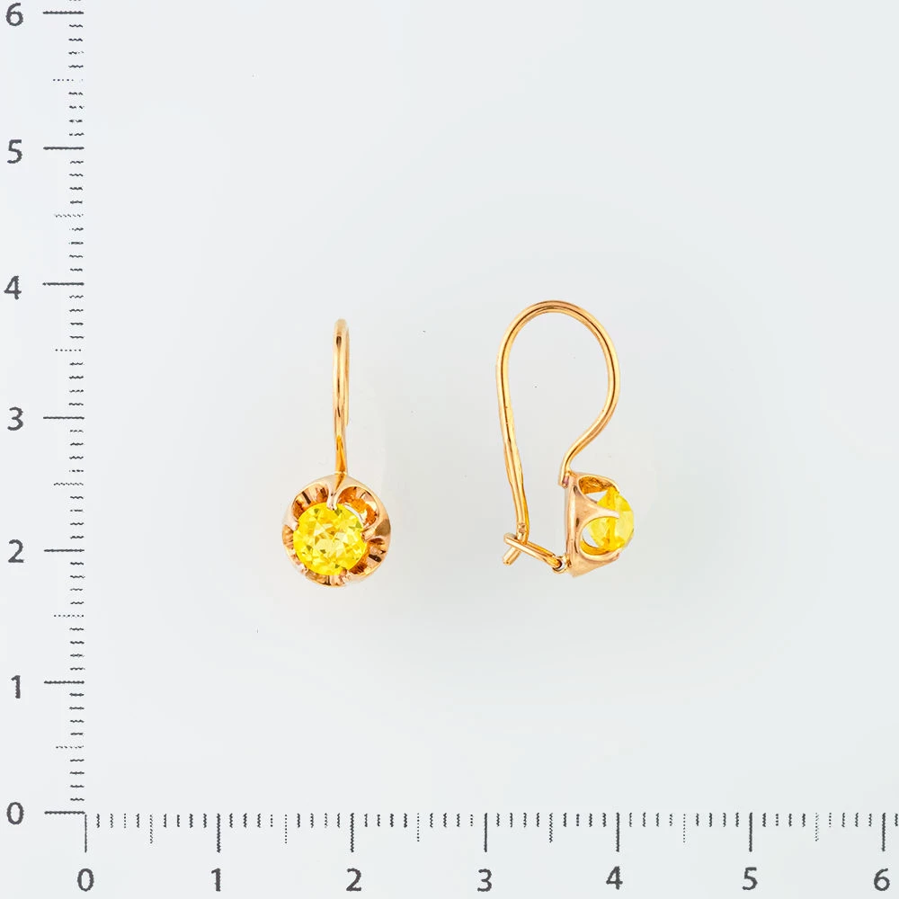Серьги с фианитом из красного золота 583 пробы