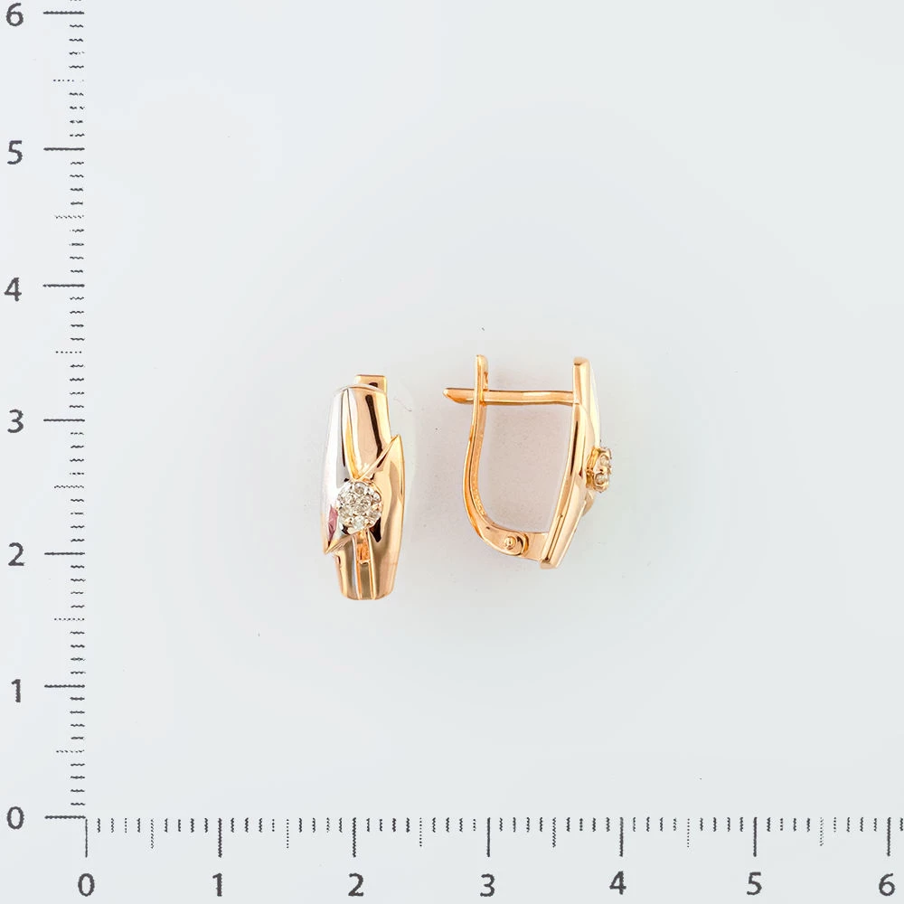 Серьги с бриллиантом из красного золота 585 пробы