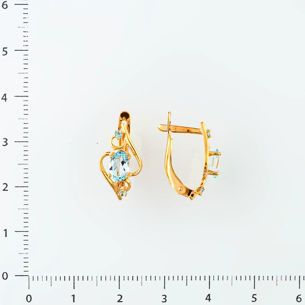 Серьги с топазом из красного золота 585 пробы