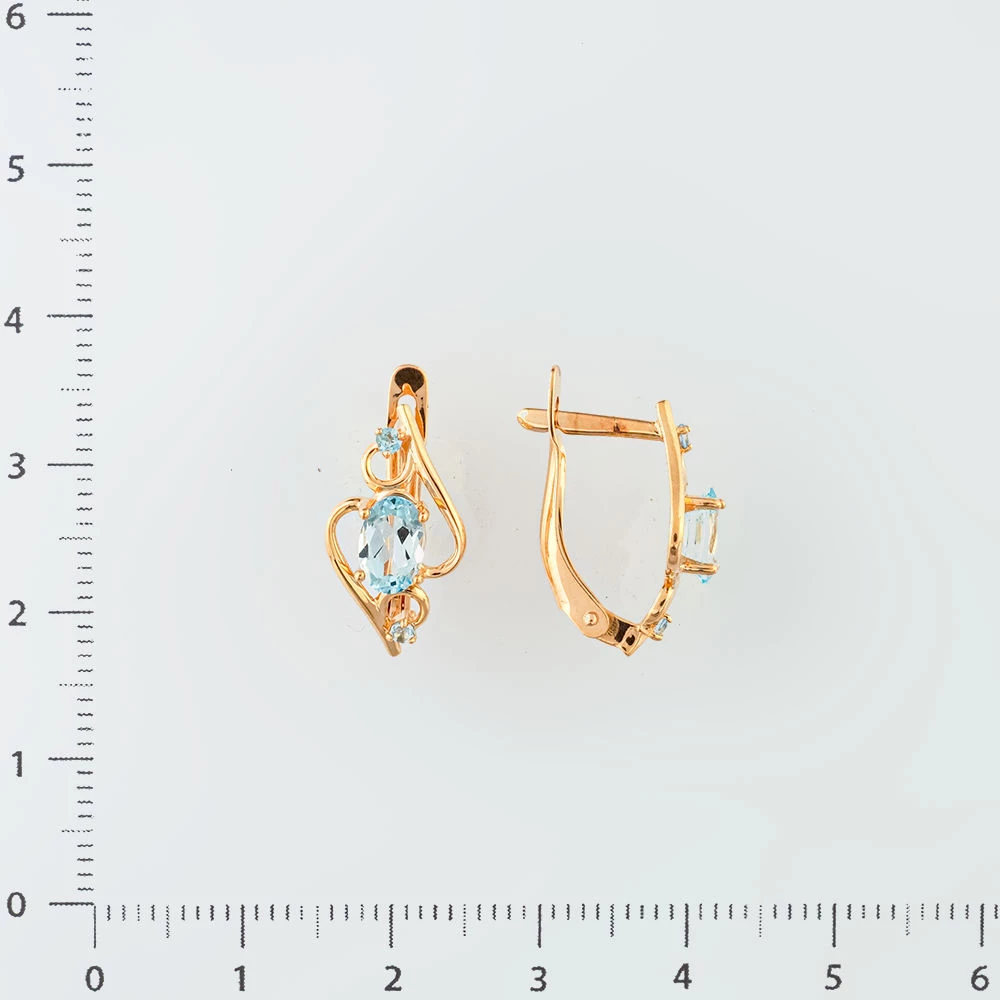 Серьги с топазом из красного золота 585 пробы