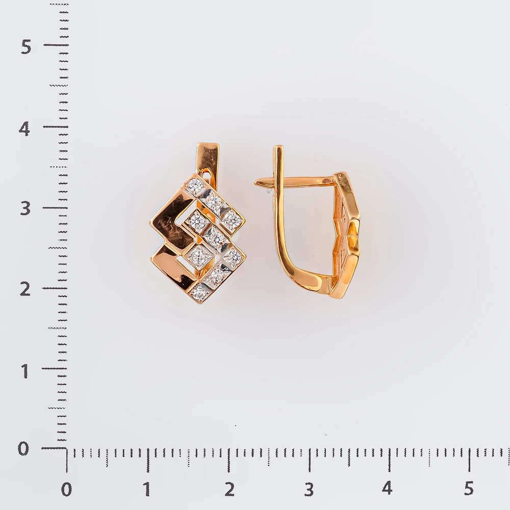 Серьги с фианитом из желтого золота 585 пробы