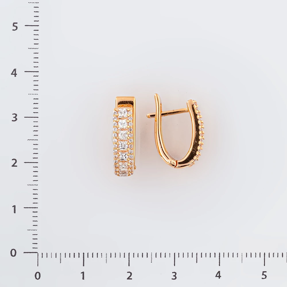 Серьги с фианитом из красного золота 585 пробы 2