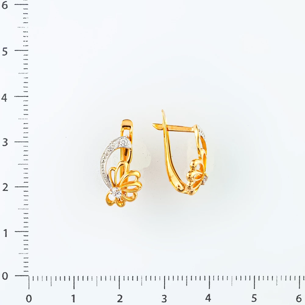 Серьги с фианитом из красного золота 585 пробы