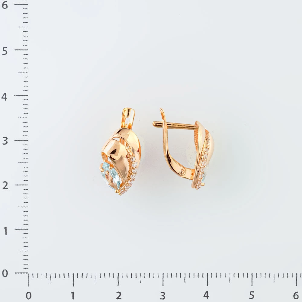 Серьги с топазом из красного золота 585 пробы