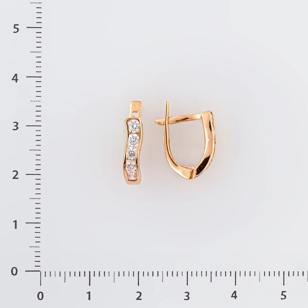 Серьги с фианитом из красного золота 585 пробы 2