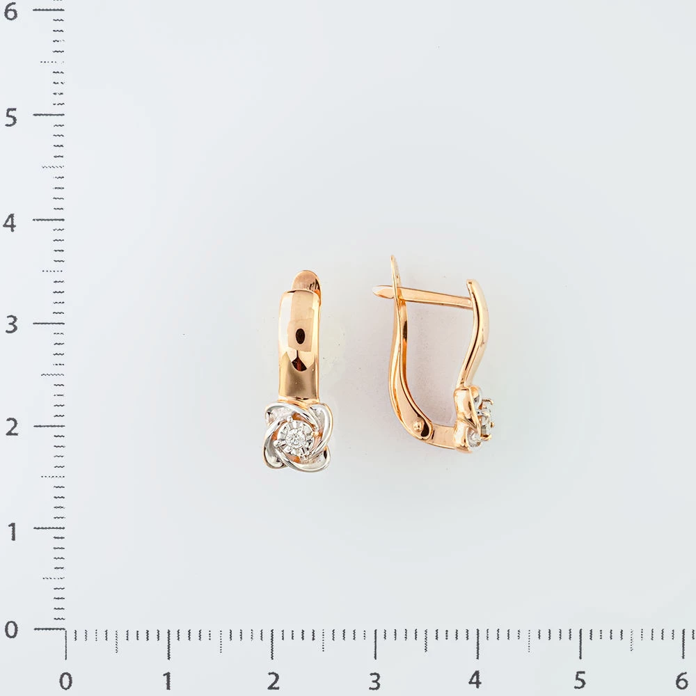 Серьги с бриллиантом из красного золота 585 пробы