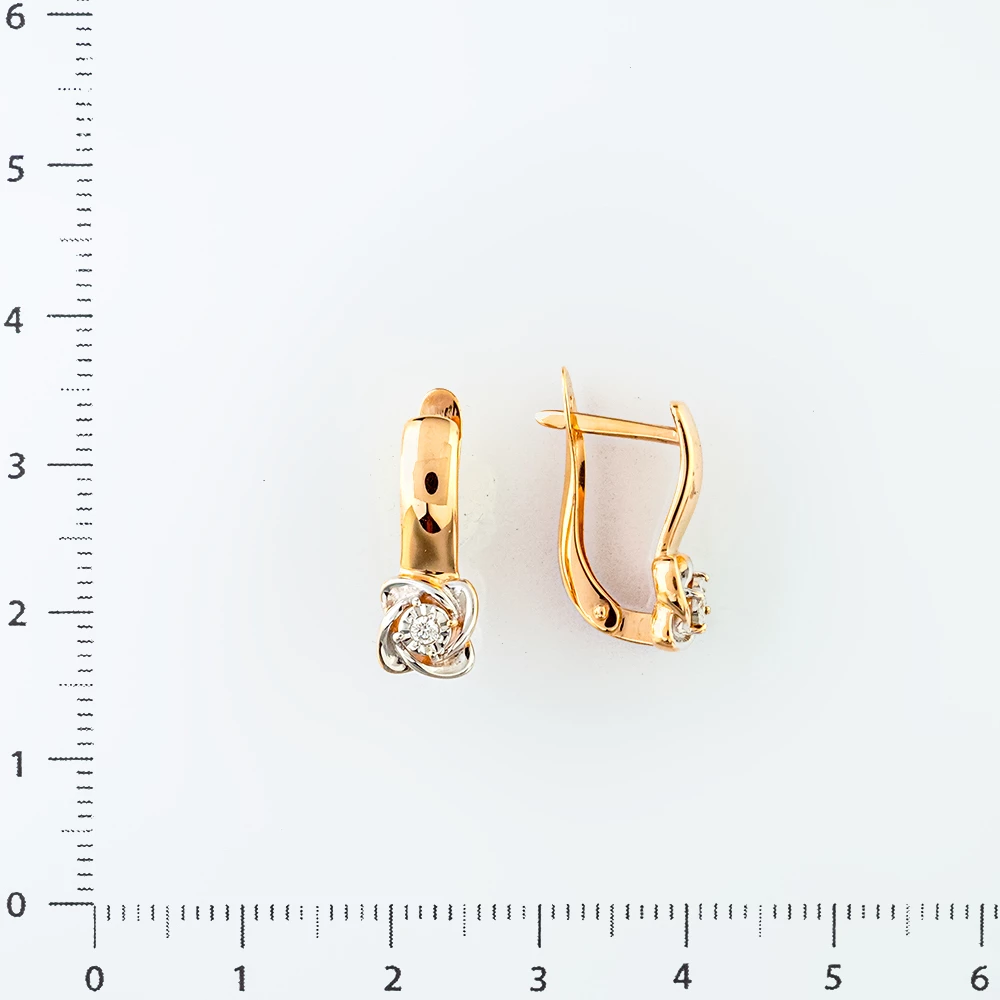 Серьги с бриллиантом из красного золота 585 пробы