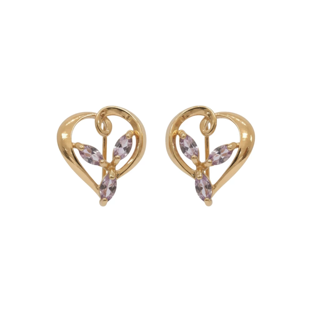 Серьги с аметистом из красного золота 585 пробы