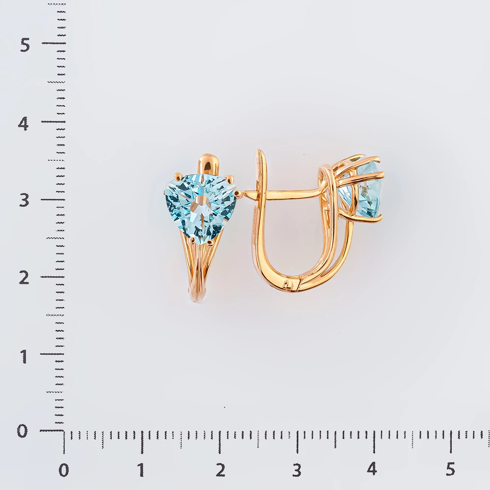 Серьги с топазом из красного золота 585 пробы