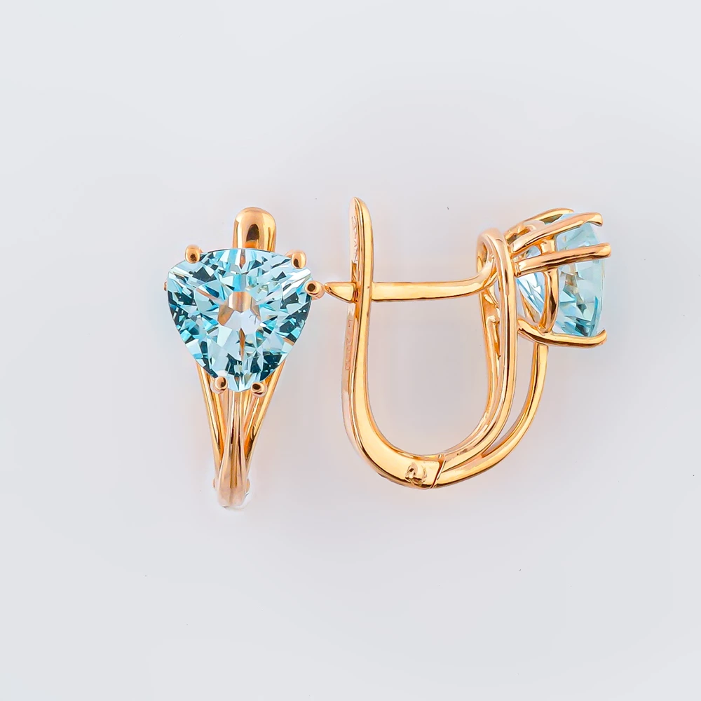 Серьги с топазом из красного золота 585 пробы