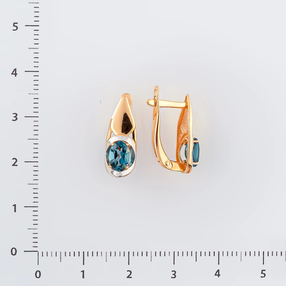 Серьги с топазом лондон из красного золота 585 пробы