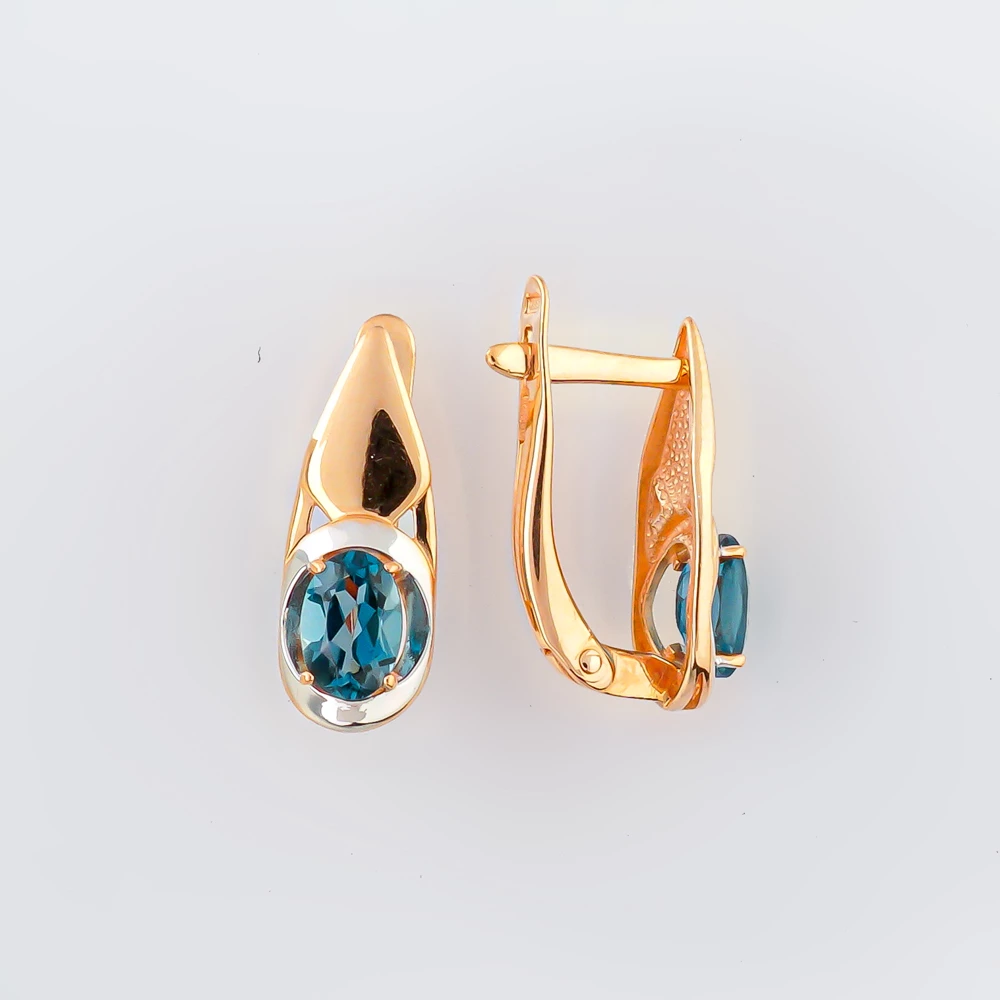 Серьги с топазом лондон из красного золота 585 пробы