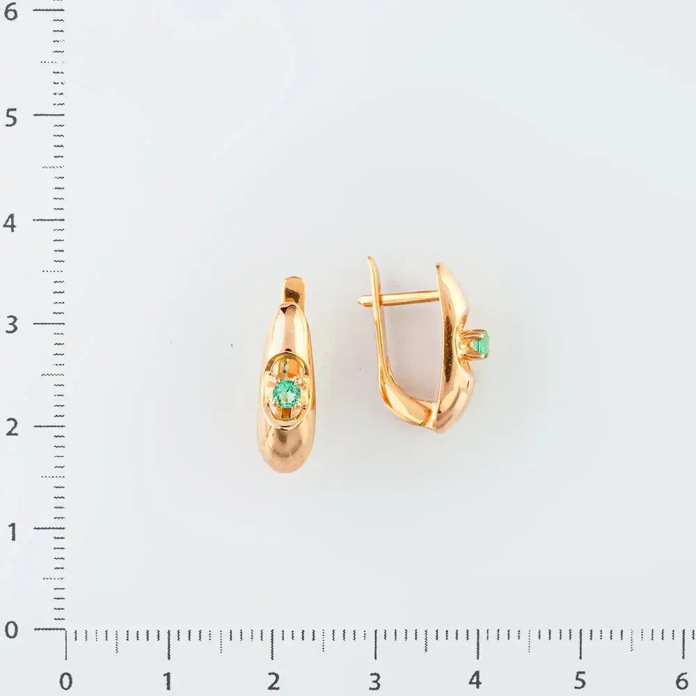 Серьги с изумрудом из красного золота 585 пробы 2