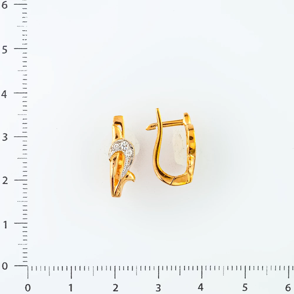 Серьги с фианитом из красного золота 585 пробы