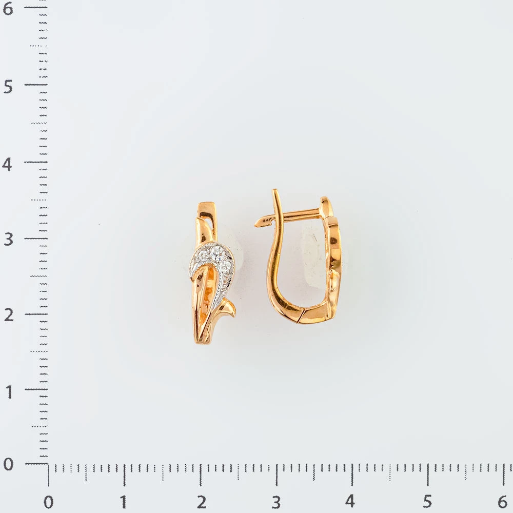 Серьги с фианитом из красного золота 585 пробы