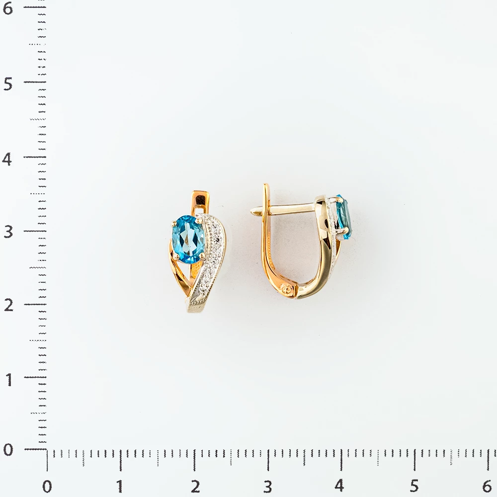 Серьги с топазом из белого золота 585 пробы