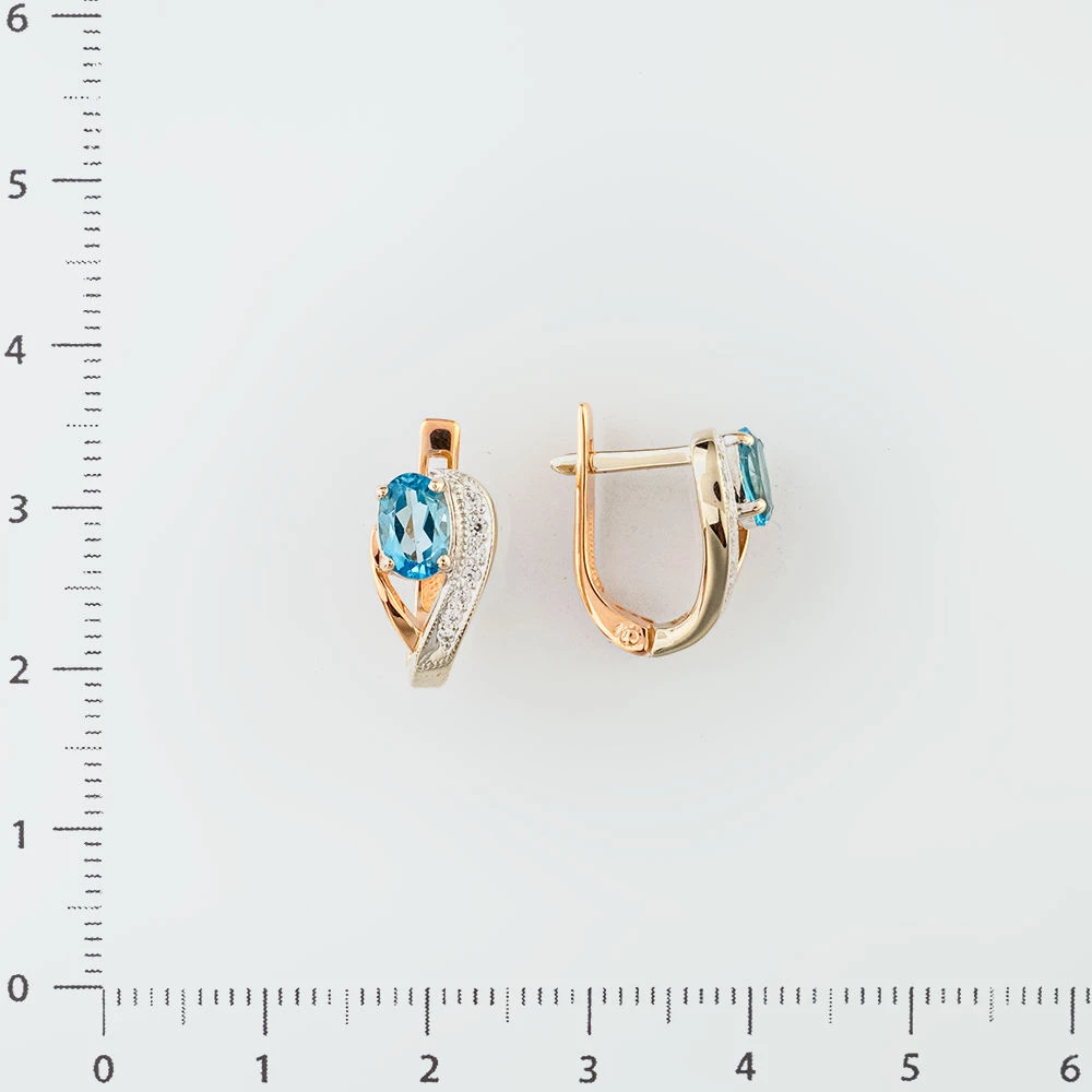 Серьги с топазом из белого золота 585 пробы