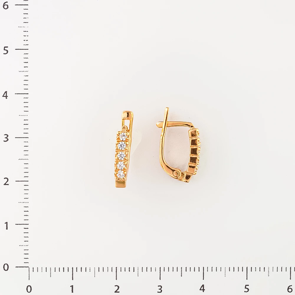 Серьги с фианитом из красного золота 585 пробы