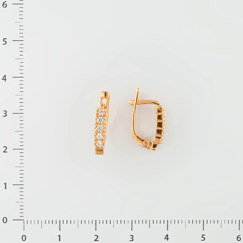Серьги с фианитом из красного золота 585 пробы