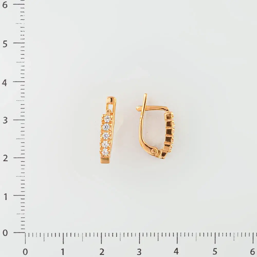 Серьги с фианитом из красного золота 585 пробы 2