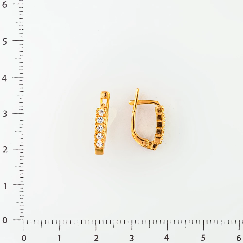 Серьги с фианитом из красного золота 585 пробы