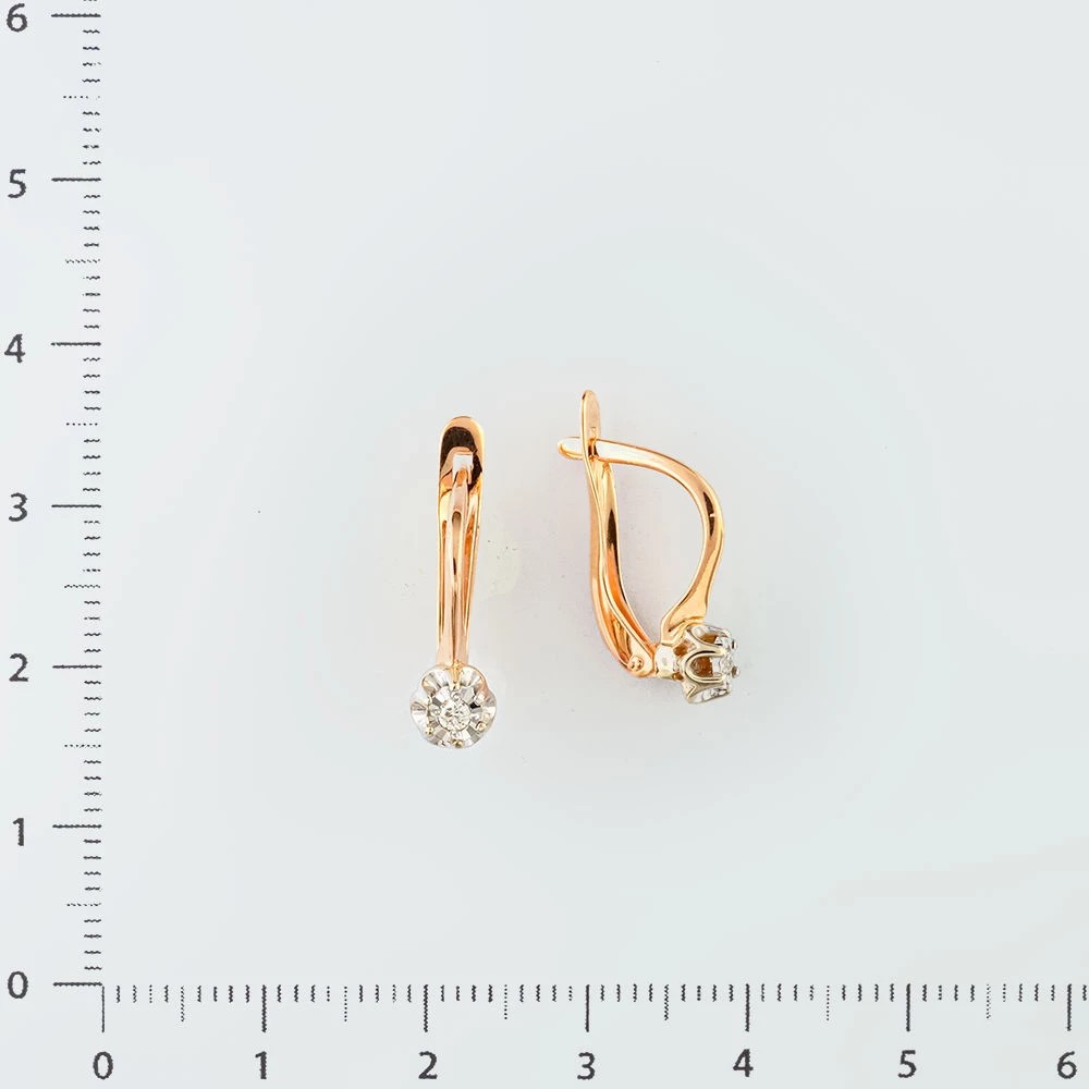 Серьги с бриллиантом из красного золота 585 пробы