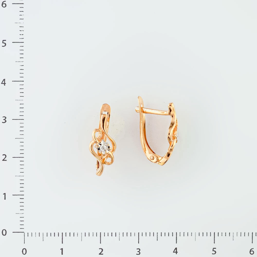 Серьги с бриллиантом из красного золота 585 пробы