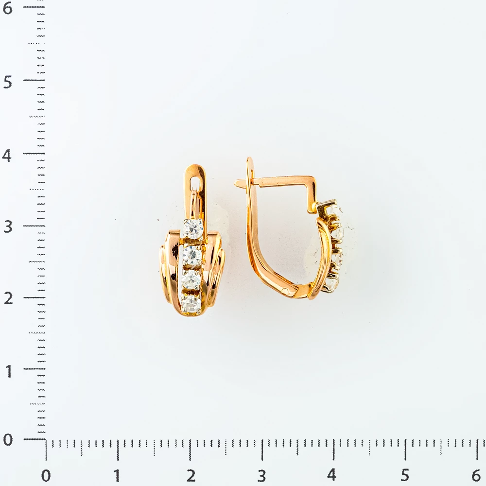 Серьги с фианитом из красного золота 585 пробы 2