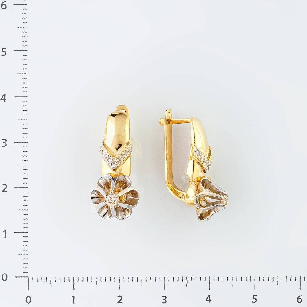 Серьги с бриллиантом из желтого золота 585 пробы