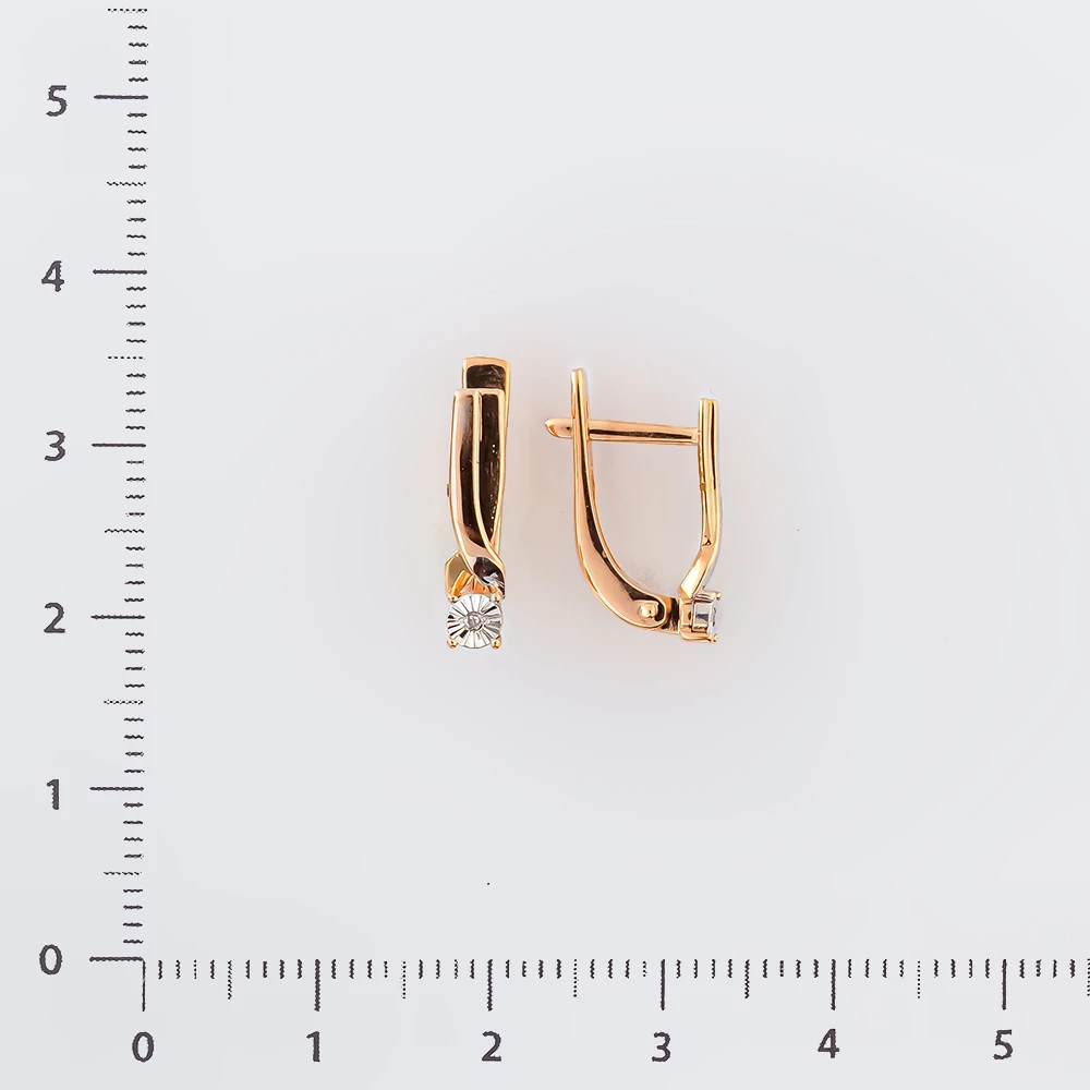 Серьги с бриллиантом из красного золота 585 пробы