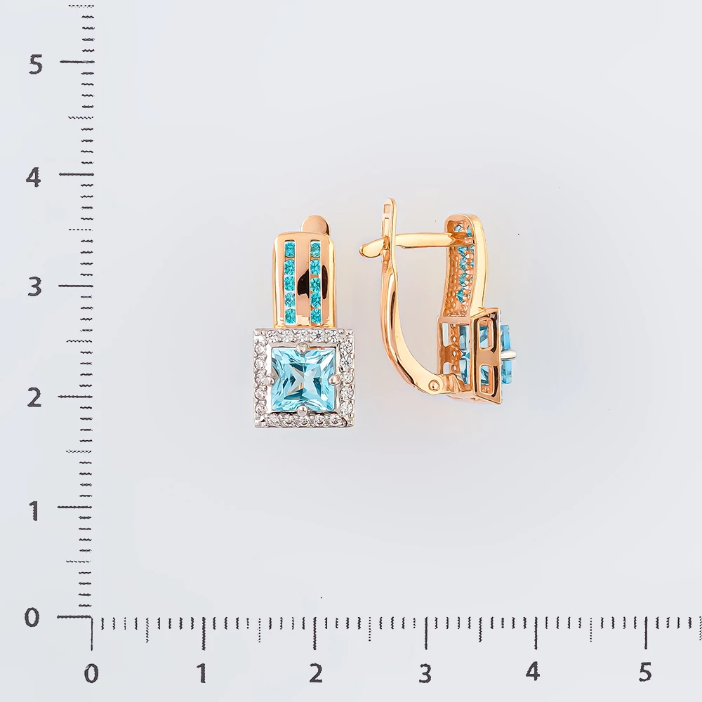 Серьги с топазом из красного золота 585 пробы