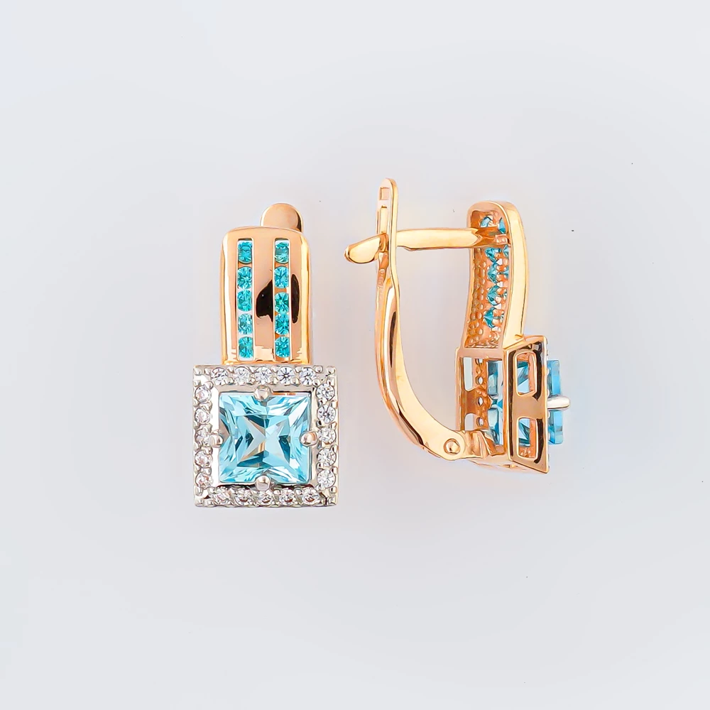 Серьги с топазом из красного золота 585 пробы