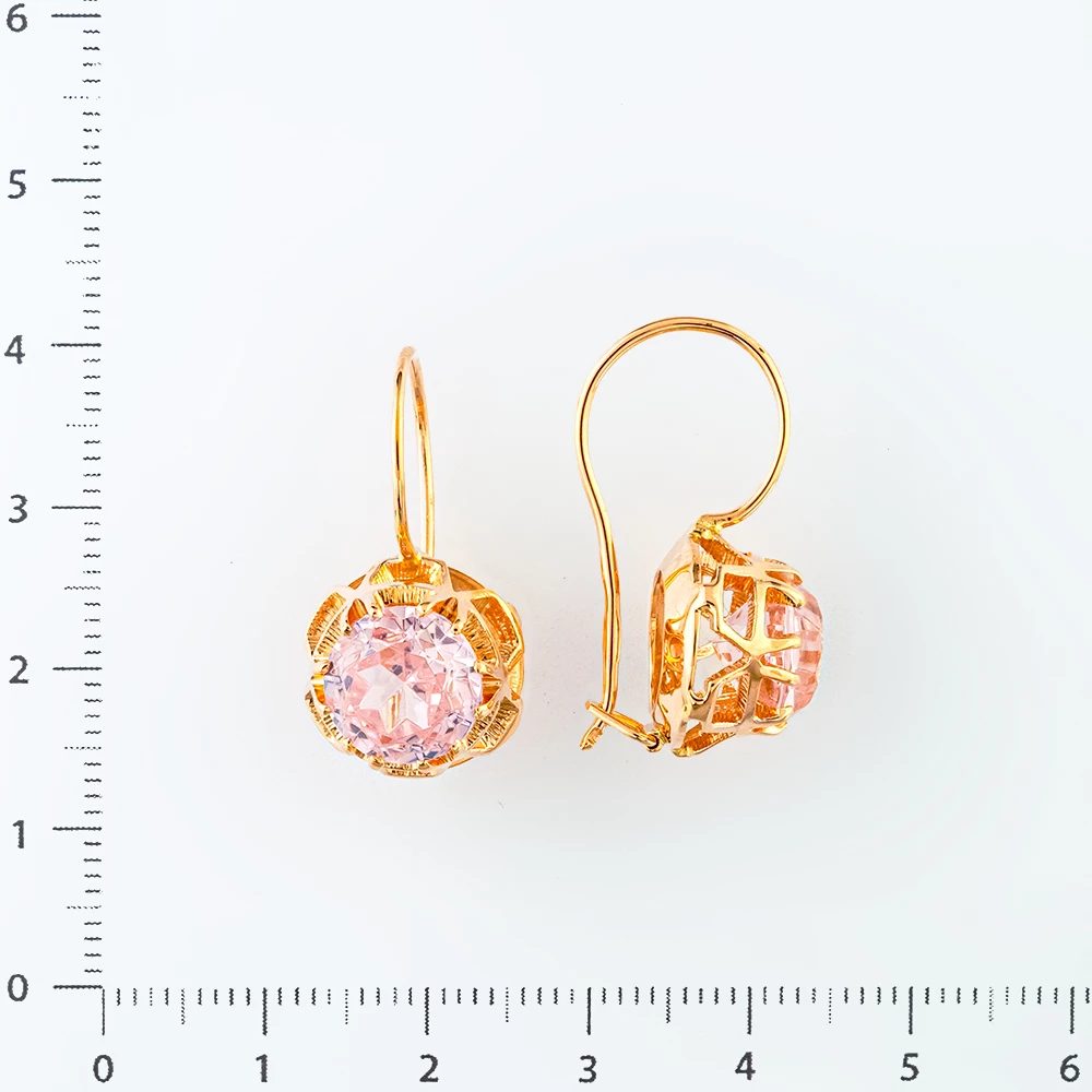 Серьги с фианитом из красного золота 583 пробы