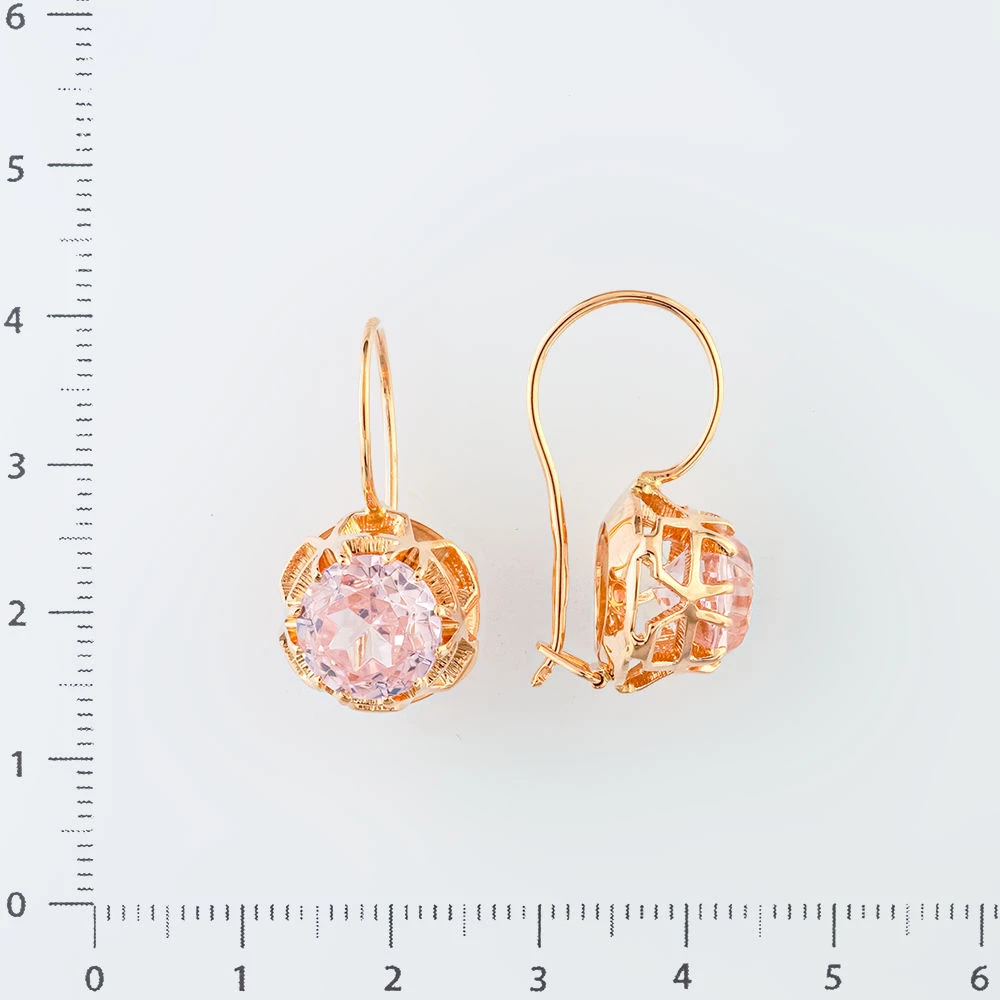 Серьги с фианитом из красного золота 583 пробы