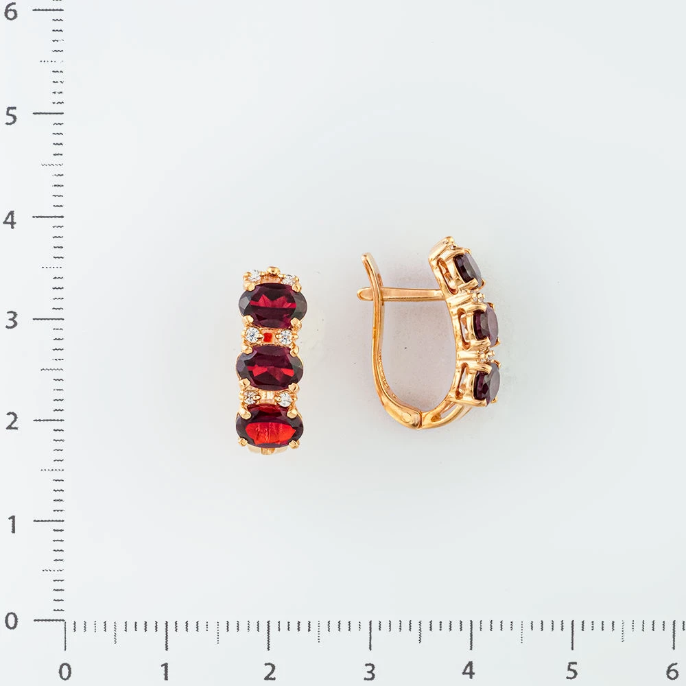 Серьги с гранатом из красного золота 585 пробы