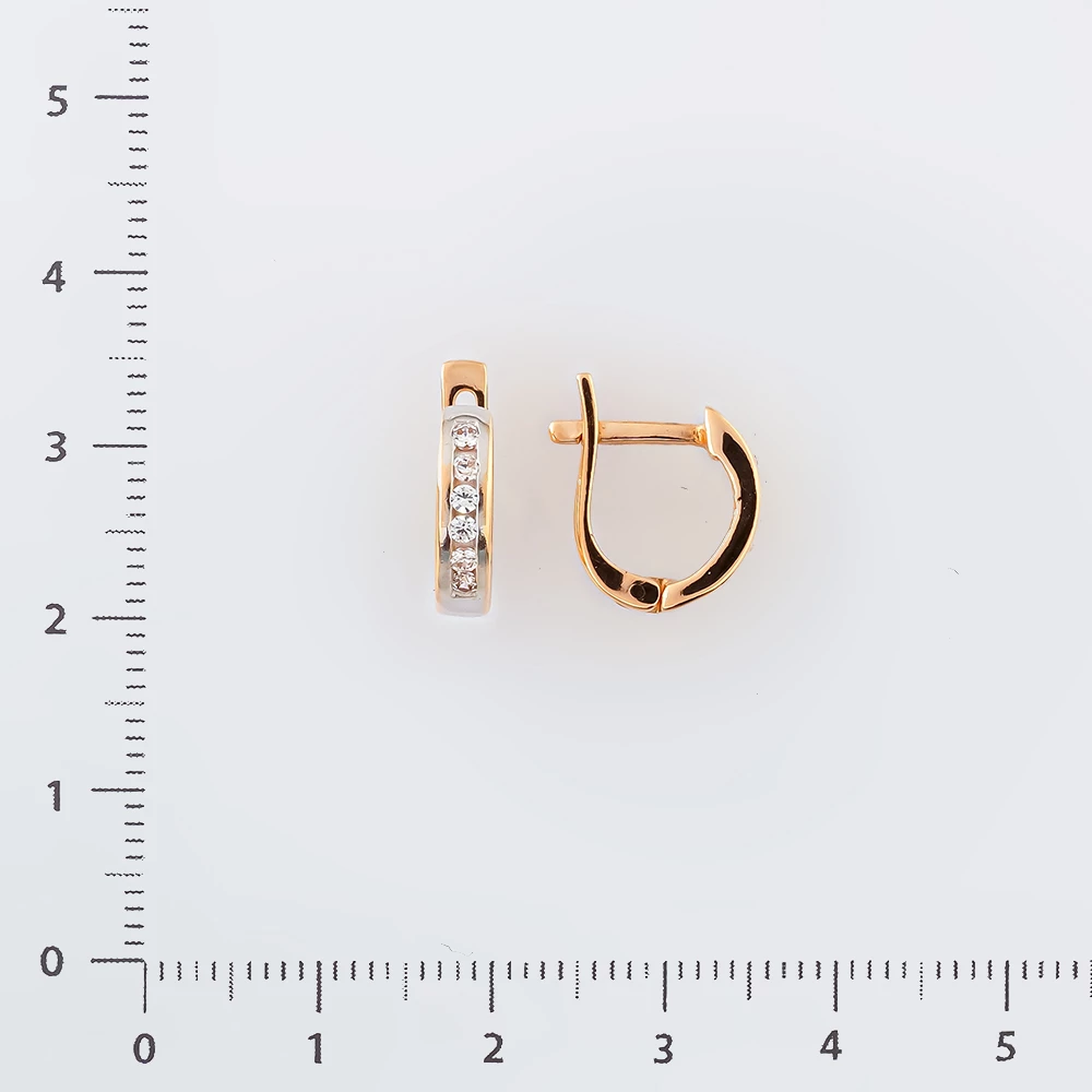 Серьги с фианитом из красного золота 585 пробы