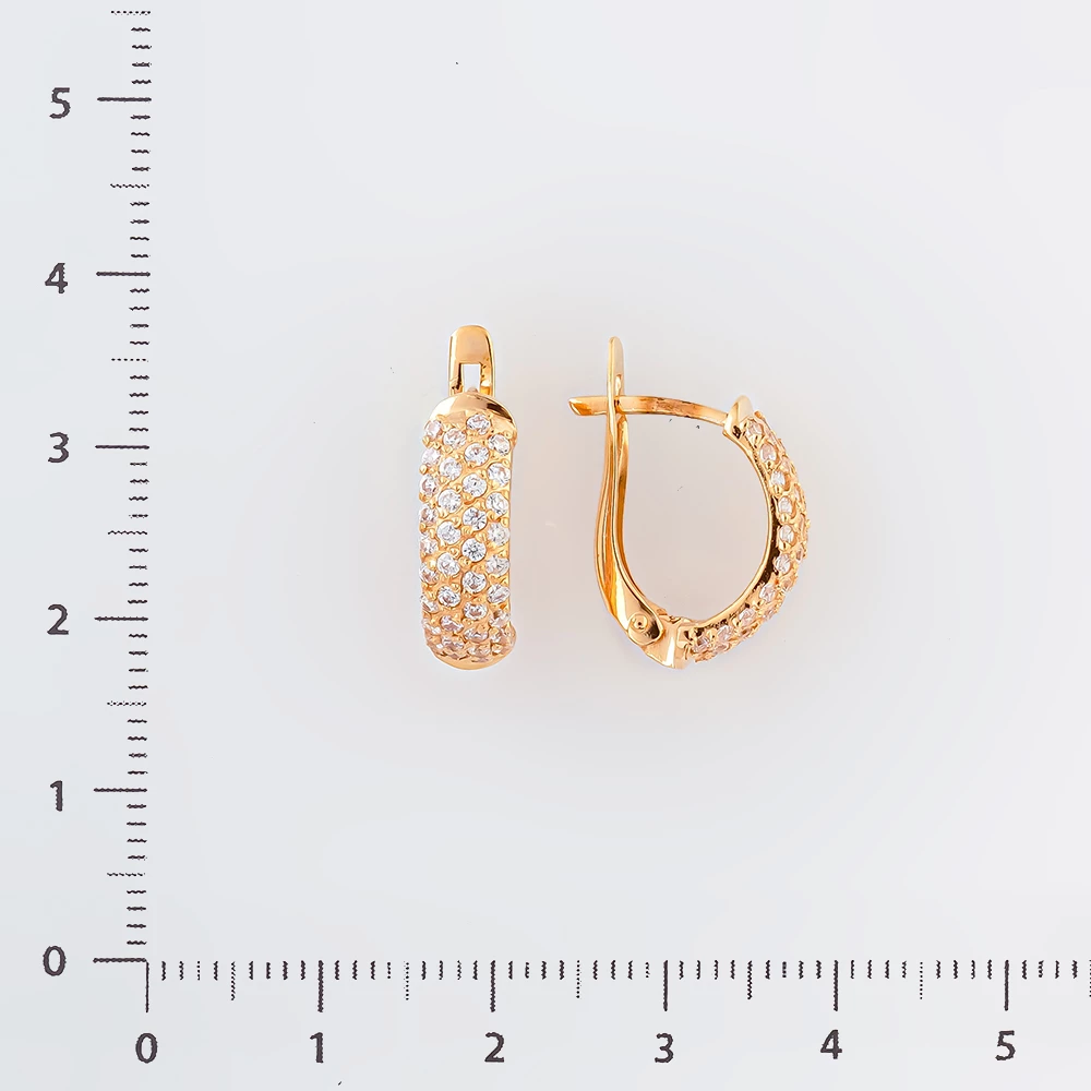 Серьги с фианитом из красного золота 585 пробы