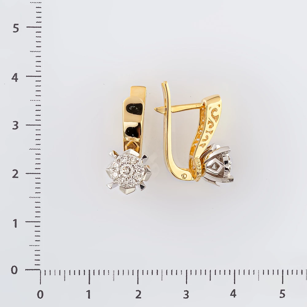 Серьги с бриллиантом из желтого золота 585 пробы