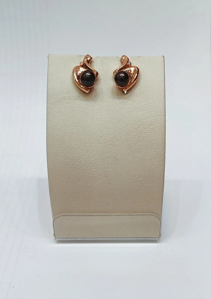 Серьги с культивированным жемчугом из красного золота 585 пробы