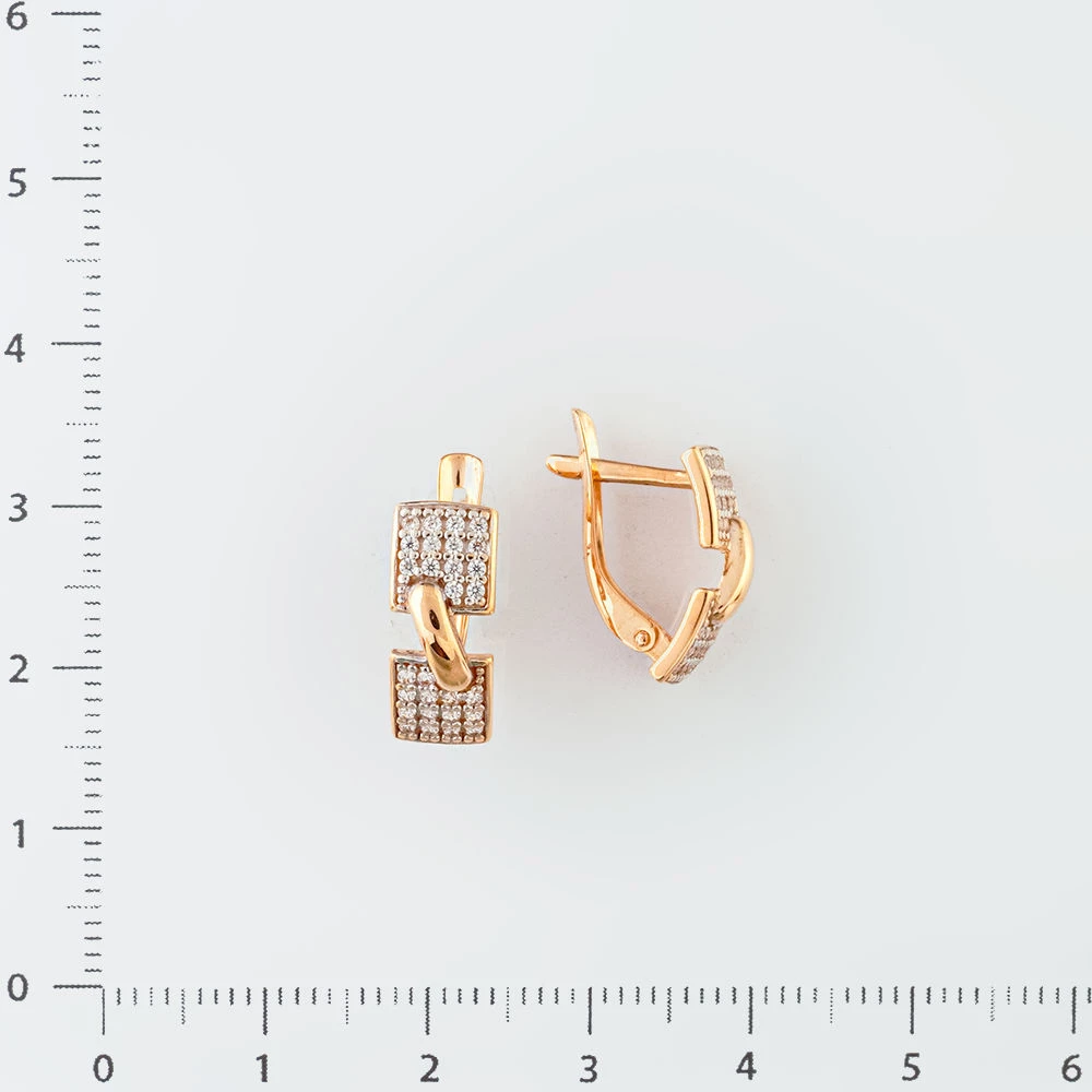 Серьги с фианитом из красного золота 585 пробы