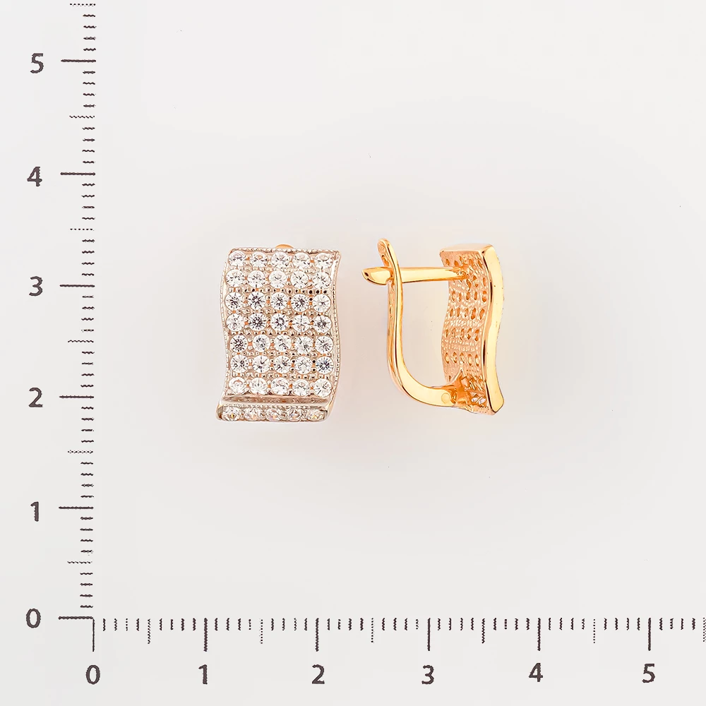 Серьги с фианитом из красного золота 585 пробы