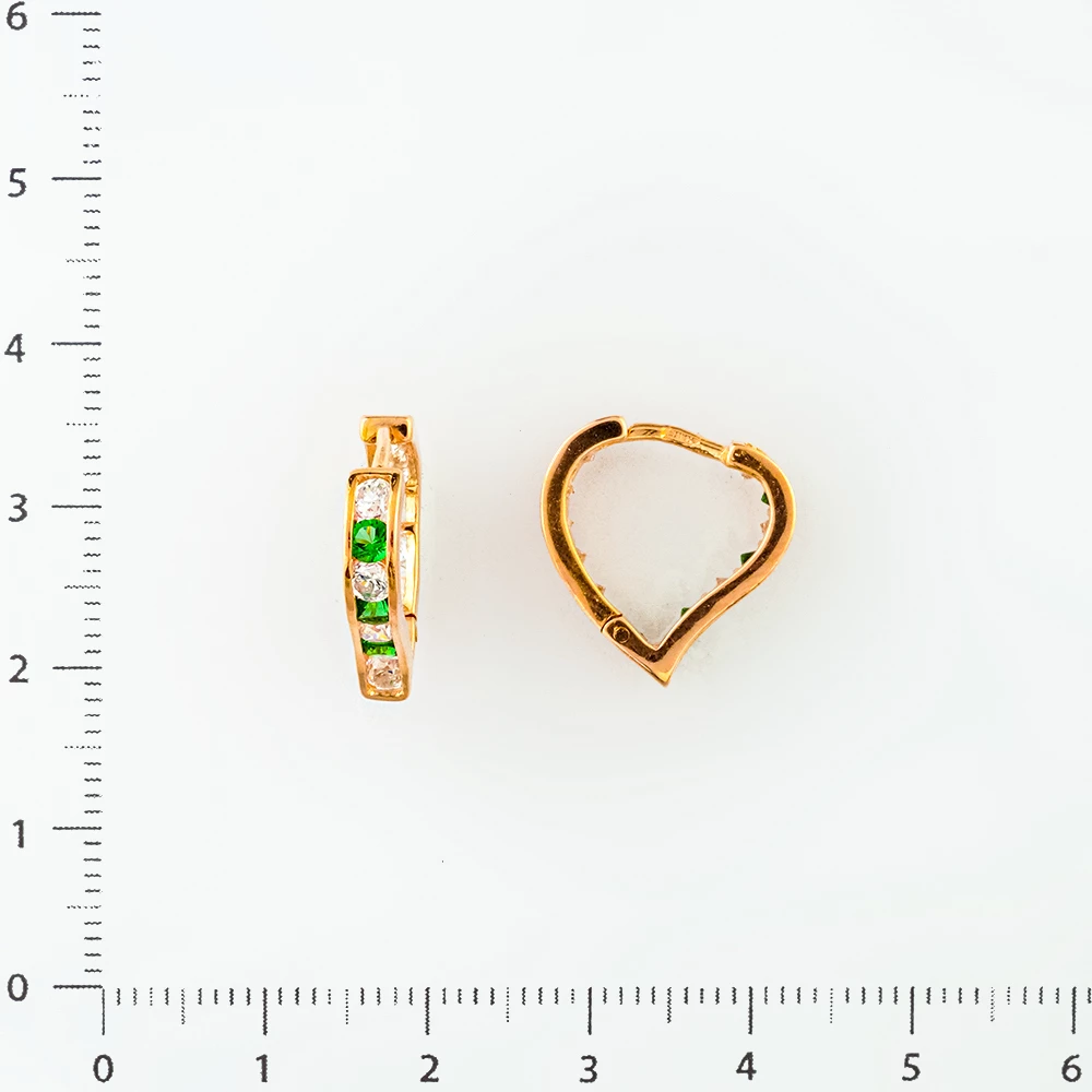 Серьги конго с фианитом из красного золота 585 пробы