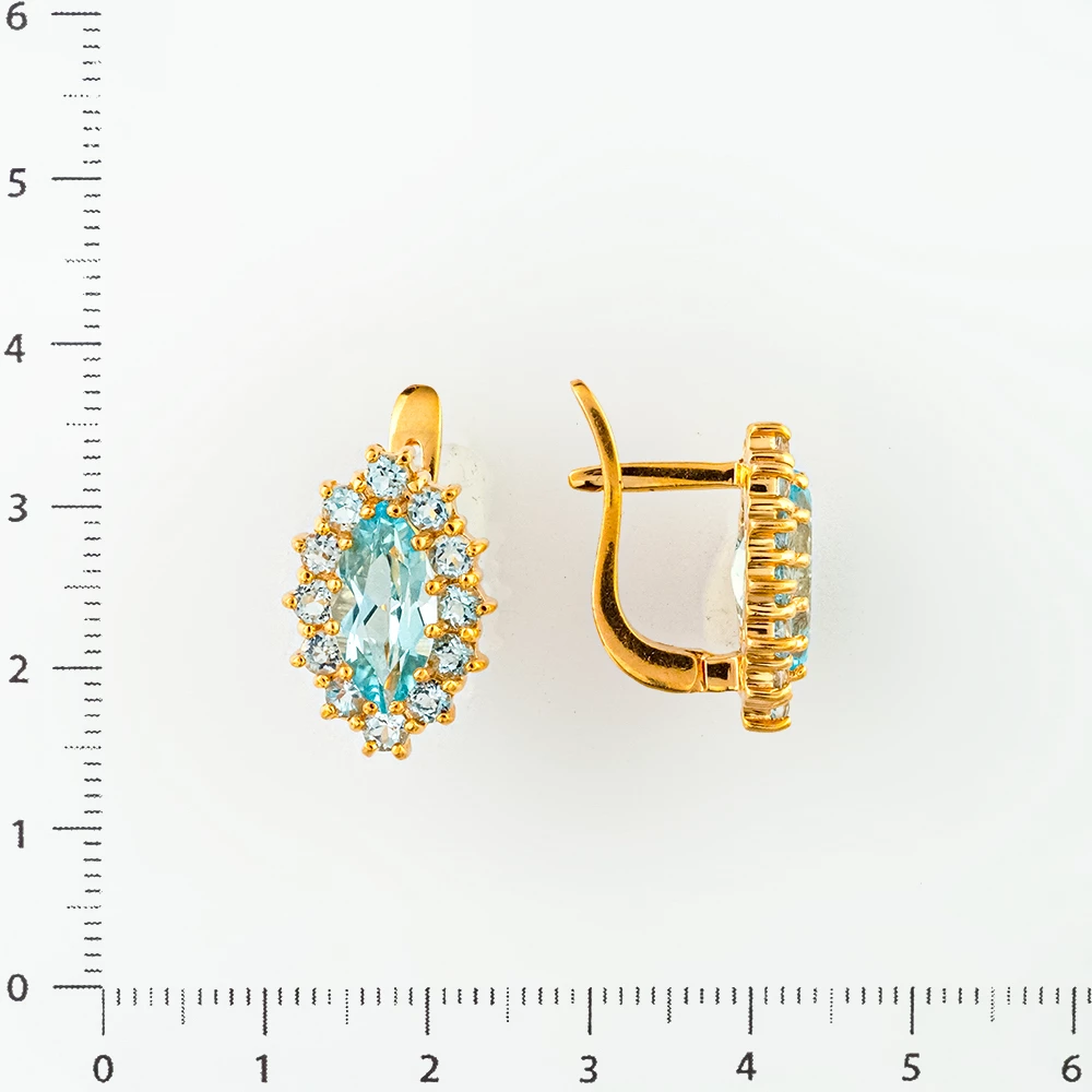 Серьги с топазом из красного золота 585 пробы