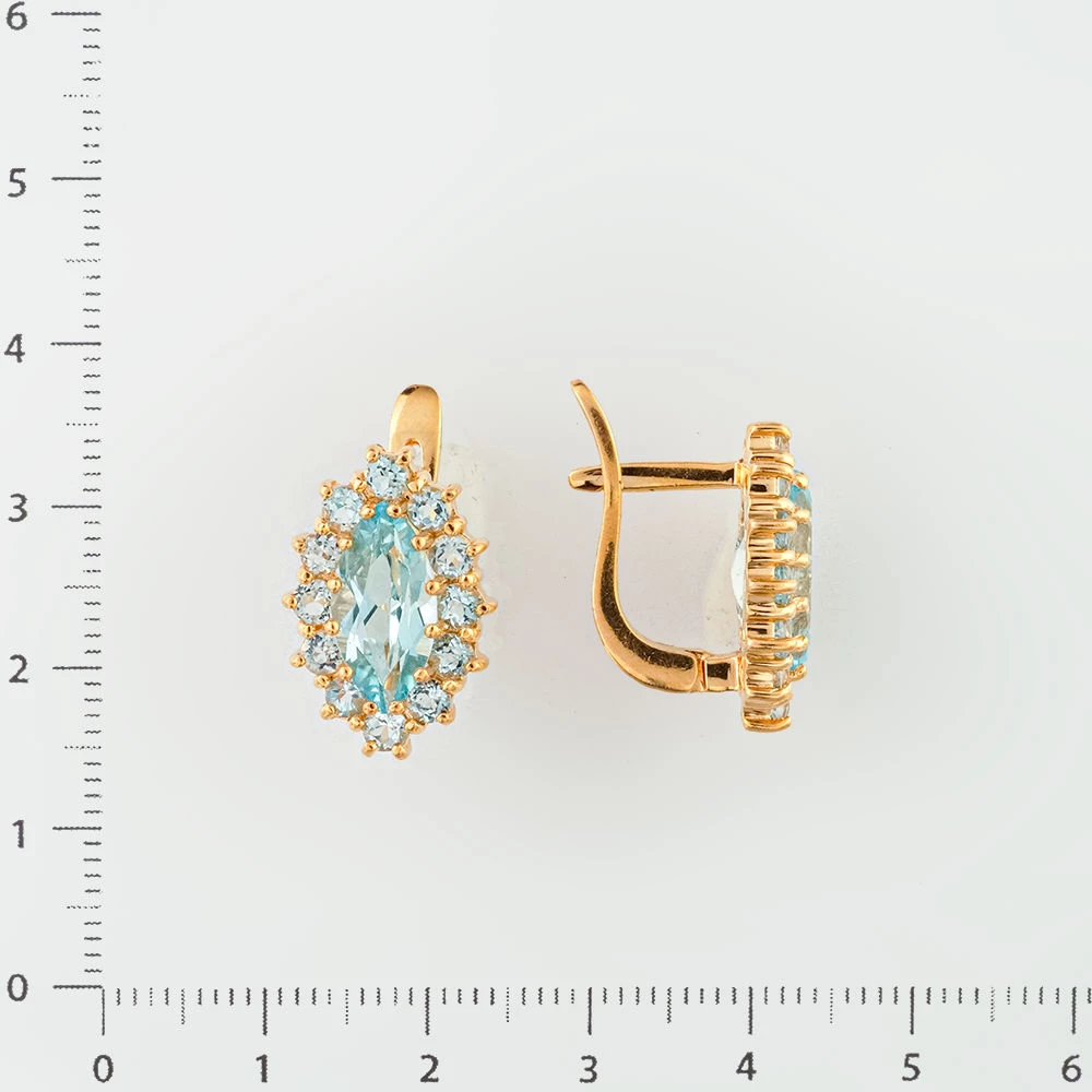 Серьги с топазом из красного золота 585 пробы