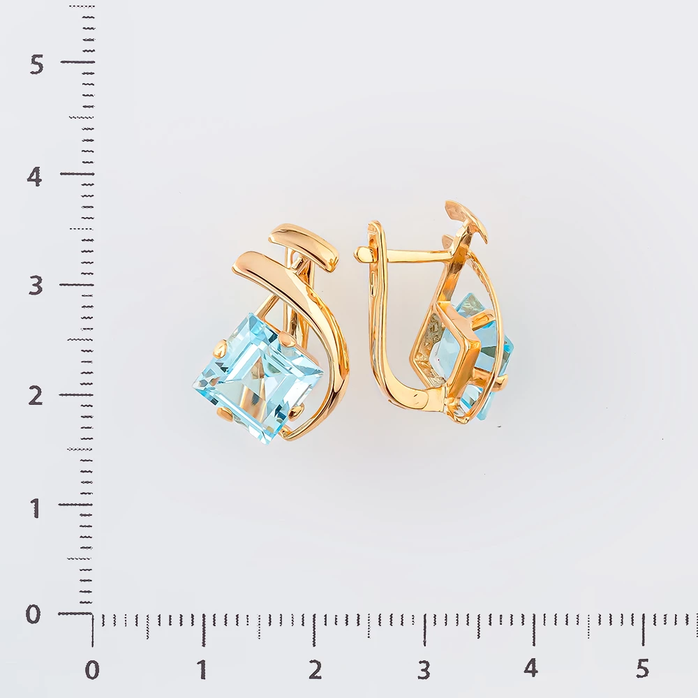Серьги с топазом из красного золота 585 пробы