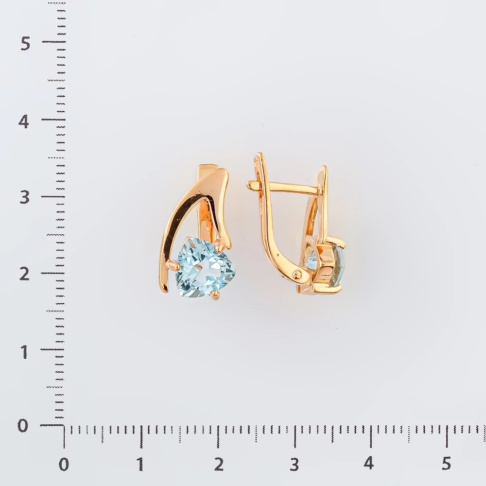 Серьги с топазом из красного золота 585 пробы