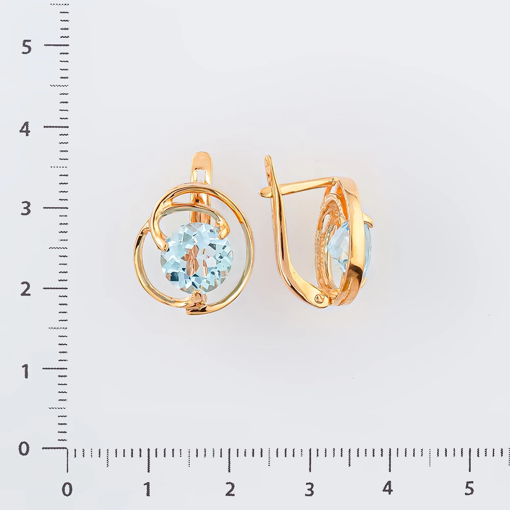 Серьги с топазом из красного золота 585 пробы